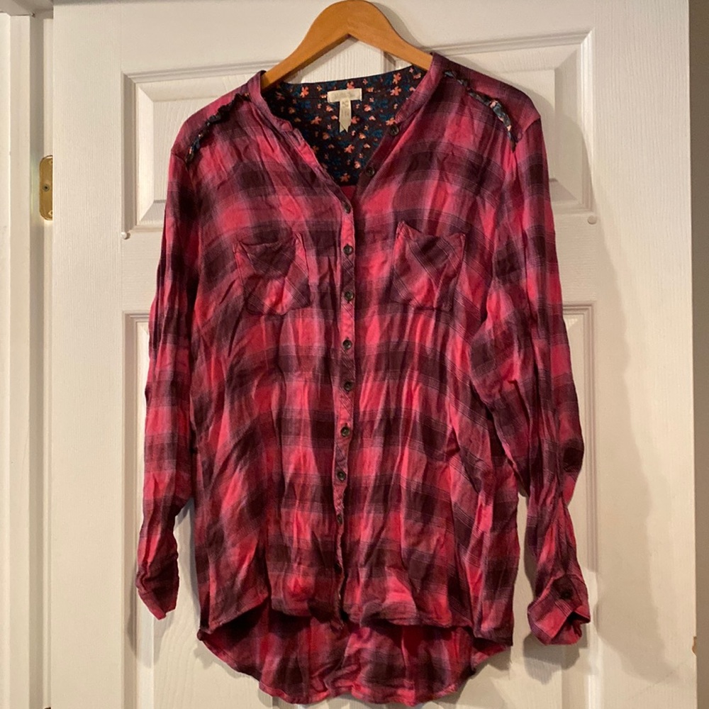 Matilda Jane Pink Plaid Button Down Shirt